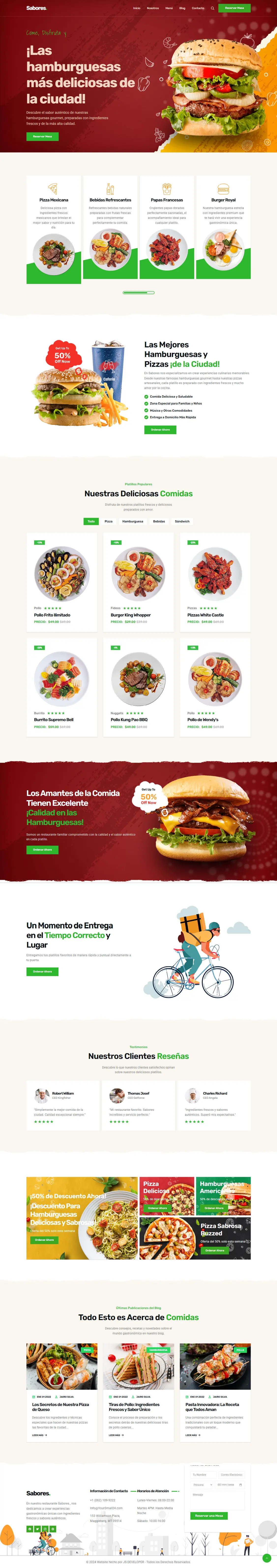 Sitio web de restaurante - Concepto Burger Express Montería