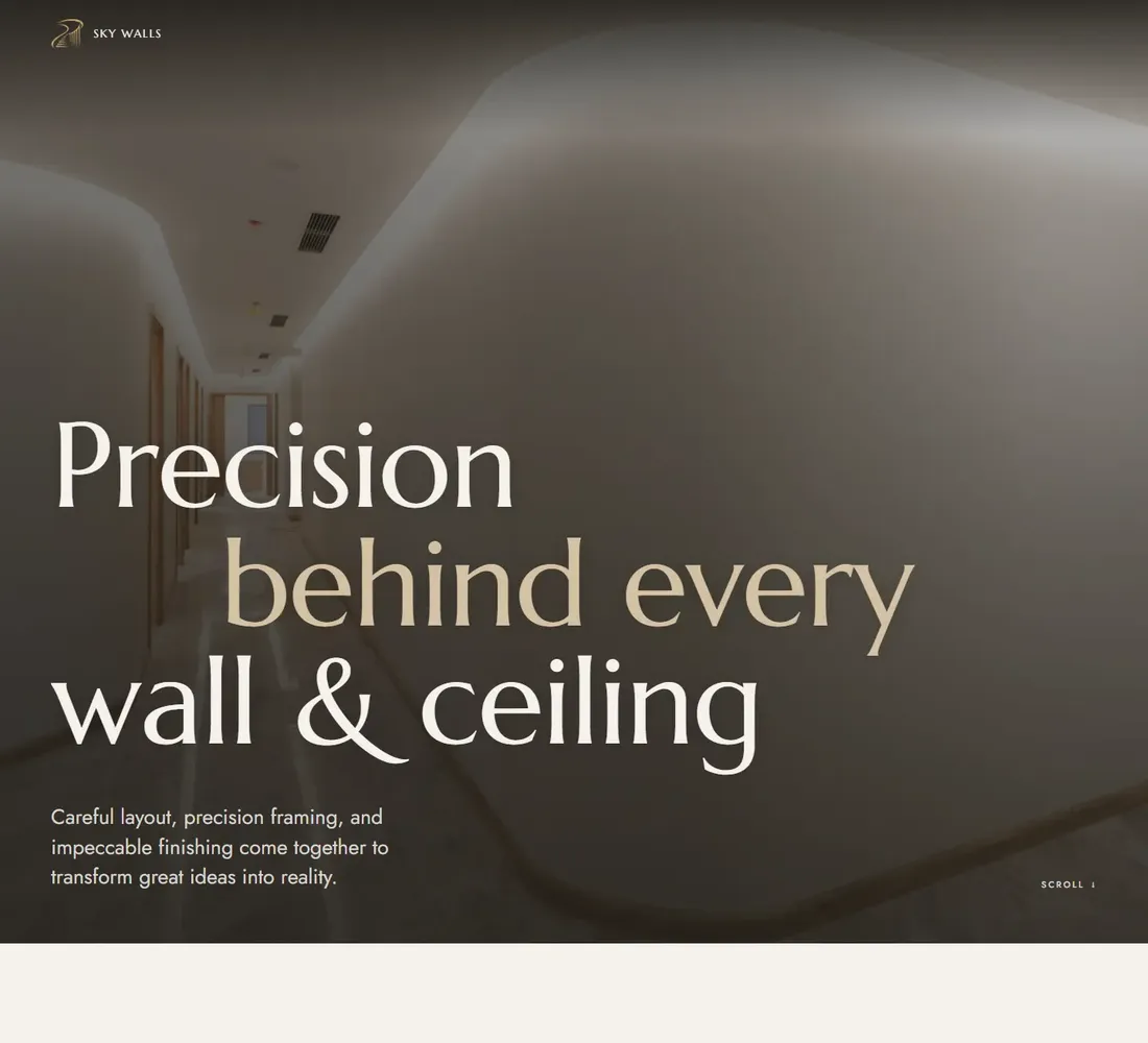 Portada del sitio web de Sky Walls, contratista de drywall en Fort Lauderdale
