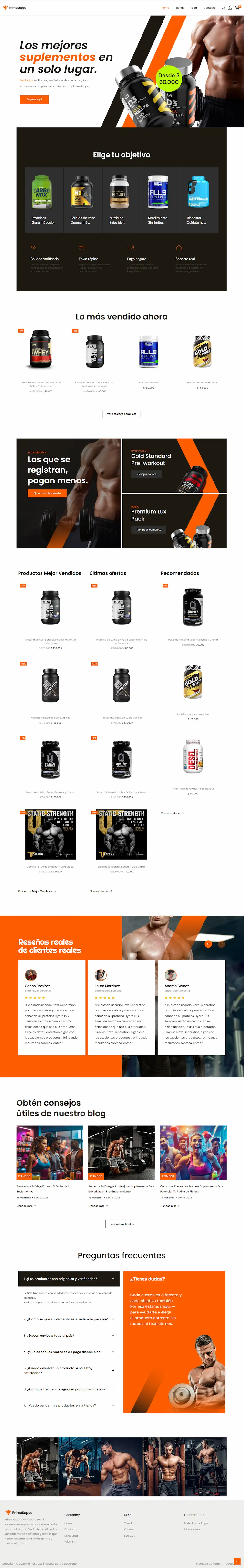 Tienda online de suplementos deportivos - Concepto PrimeSupps